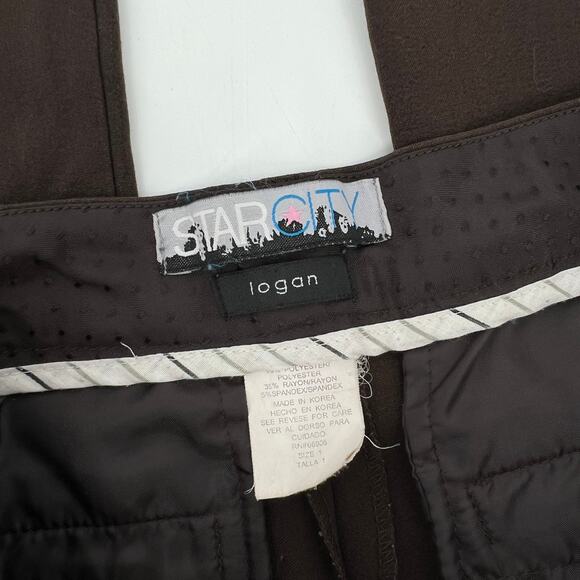 Vintage Y2k Star City Brown Low Rise Flare Dress Pants Size 1 - Picture 5 of 6